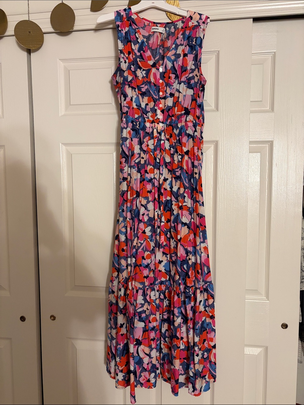 Floral Sleeveless Maxi Dress in Pink & Blue